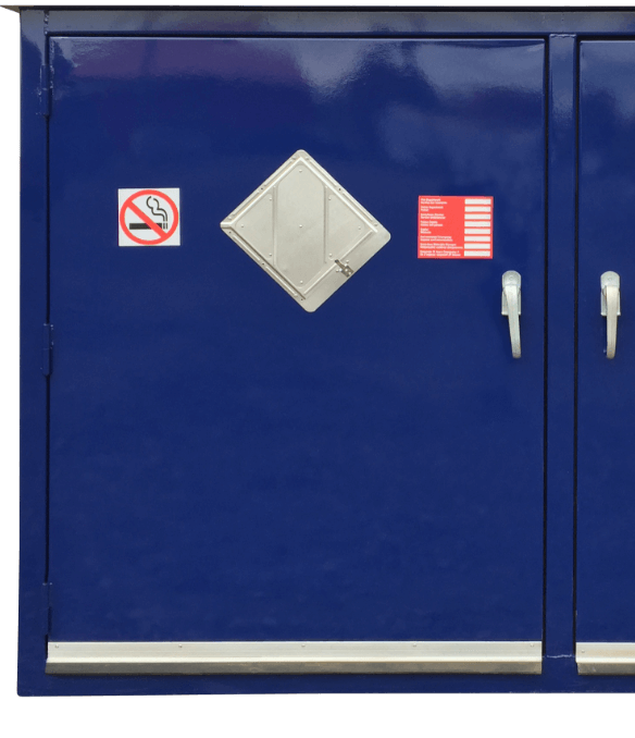safety shed|swing door tote storage|unoccupied shed